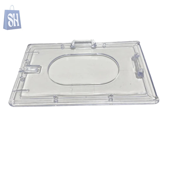 حامل بطاقة هوية شفاف من البلاستيك الصلب - تصميم انزلاقي أفقي