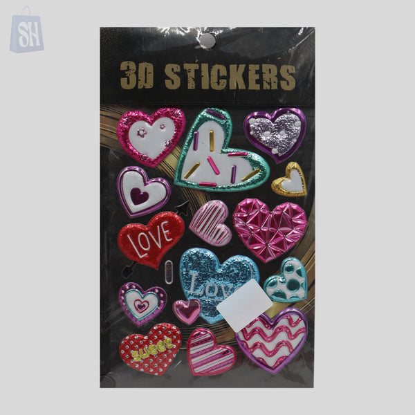 3D Heart Stickers – Shiny, Colorful, and Full of Love