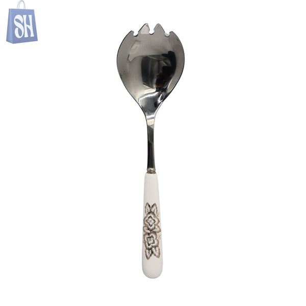 ملعقة تقديم بتصميم أنيق ومقبض مزخرف بالزهور
