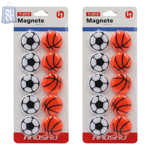 مجموعة أزرار مغناطيسية رياضية - 6 قطع بتصميم كرة القدم وكرة السلة