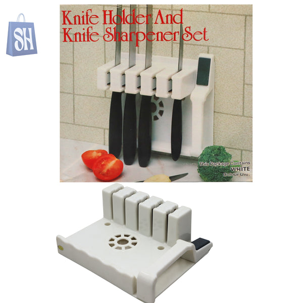 “Edge Guard™ Magnetic Knife Holder & Sharpener Set”