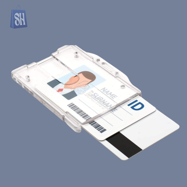 حامل بطاقة هوية من البلاستيك الصلب الشفاف