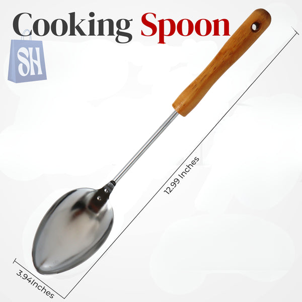  ملعقة طهي معدنية بمقبض خشبي – المتانة والراحة في آنٍ واحد!