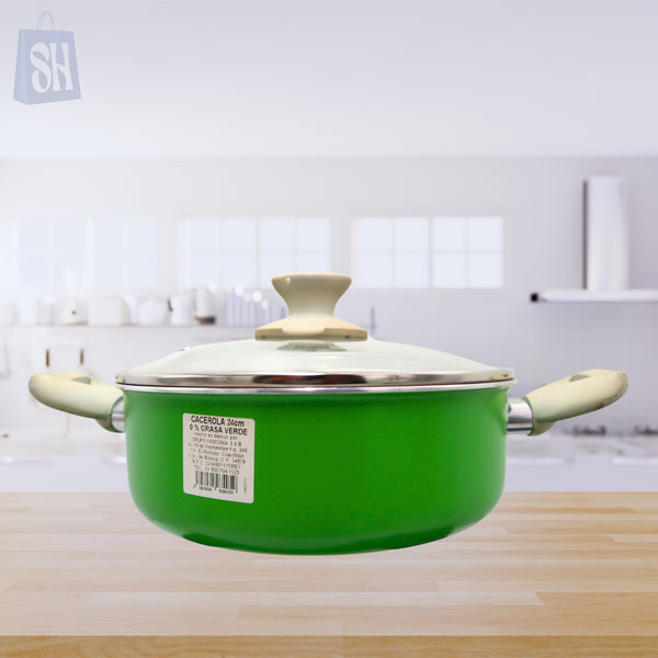 VASCONIA - Cooking pot with glass lid 24 cm Green