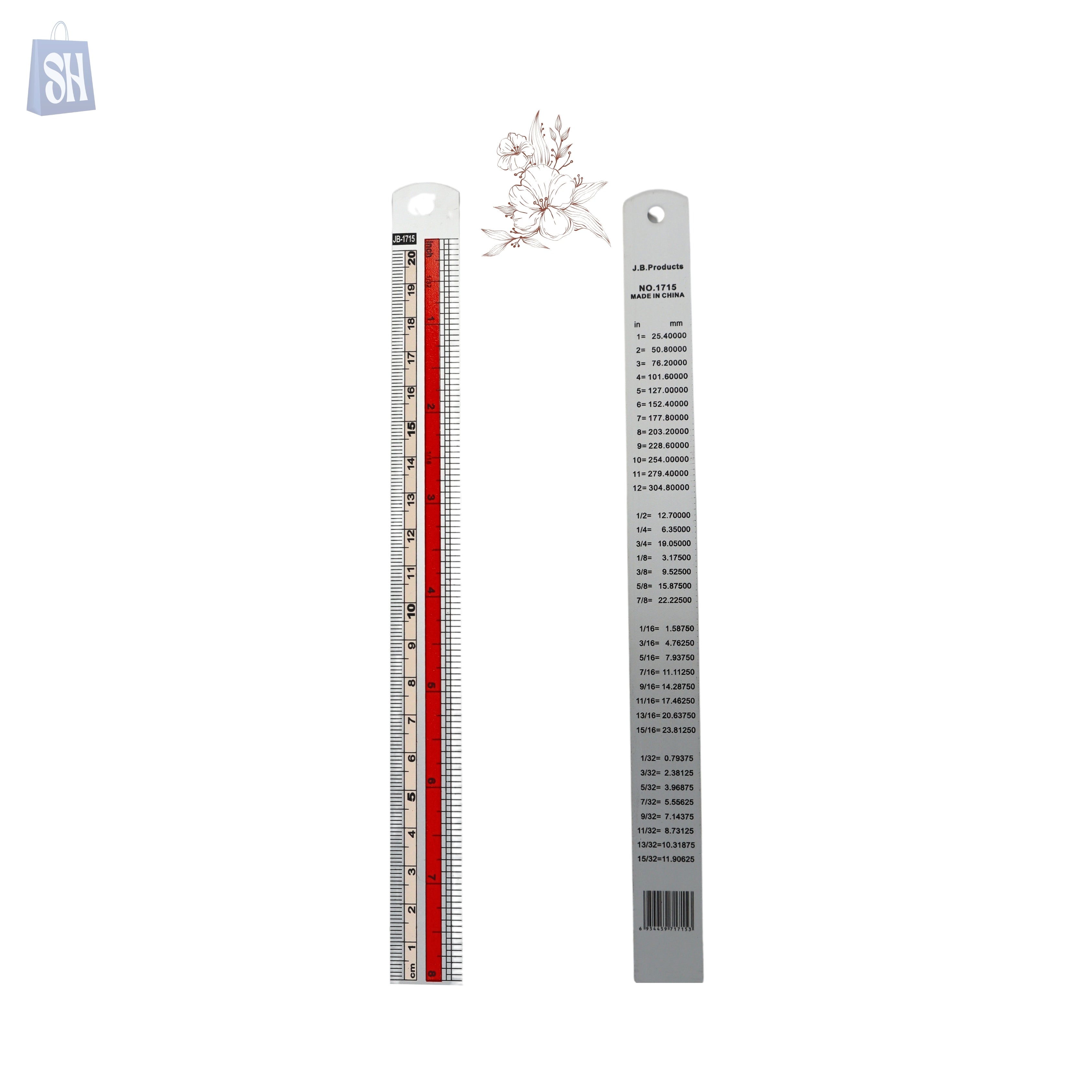 20cm Rulur ALUMINIUM Ruler (20 cm) – SH