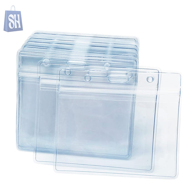 حامل شارات هوية شفاف مقاوم للماء - ثقب ثلاثي، أفقي