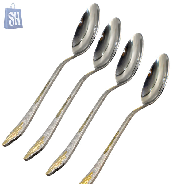 “Regalia™ Gold-Accent Stainless Steel Spoon Set (6 pcs)”