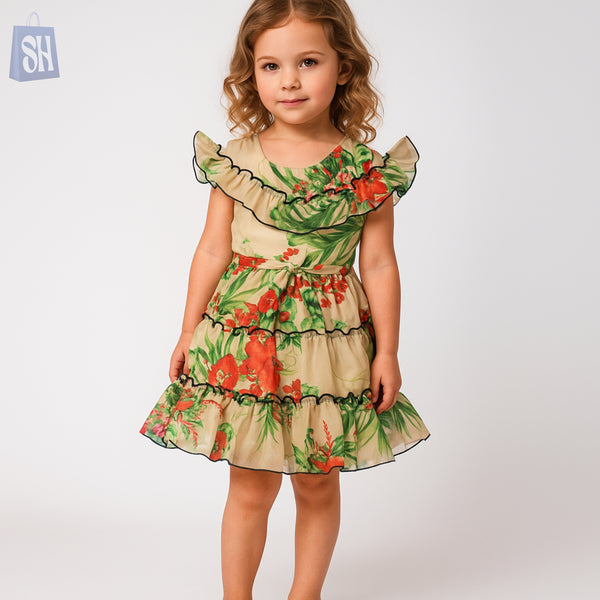 Girls’ Floral Ruffle Dress – Summer Party Outfit