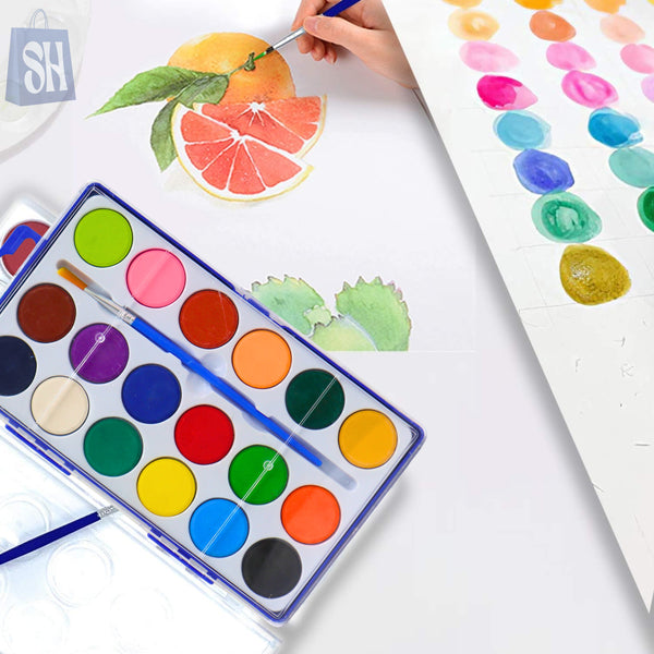 Watercolor Paint Set – 18 Vibrant Colors with Brush