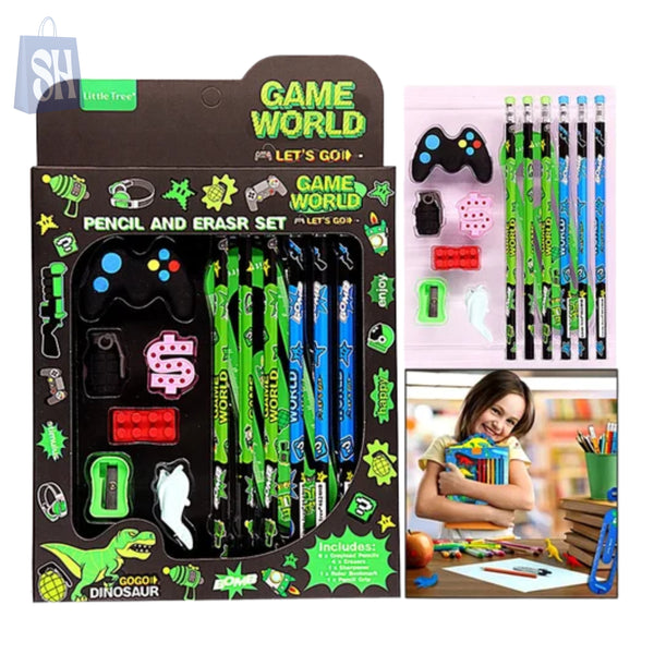 مجموعة هدايا أقلام الرصاص والممحاة للأطفال من ليتل تري - مواضيع ممتعة للعقول المبدعة!