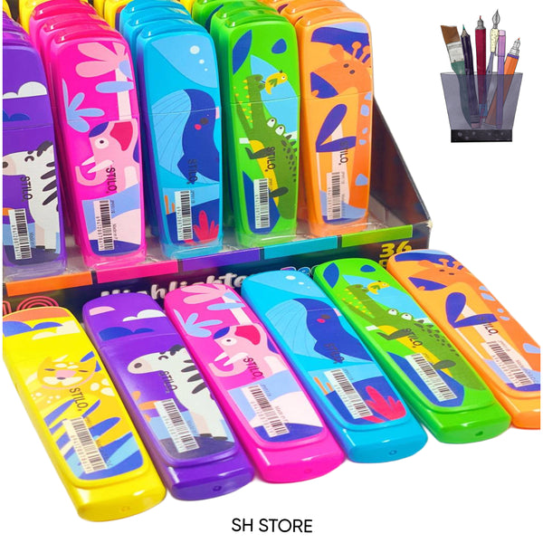 مجموعة أقلام تمييز حيوانات الغابة - عبوة من 6 قطع مرحة وملونة