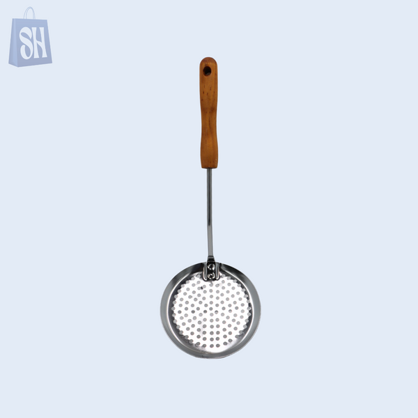 مجموعة ملاعق مقشدة بمقبض خشبي