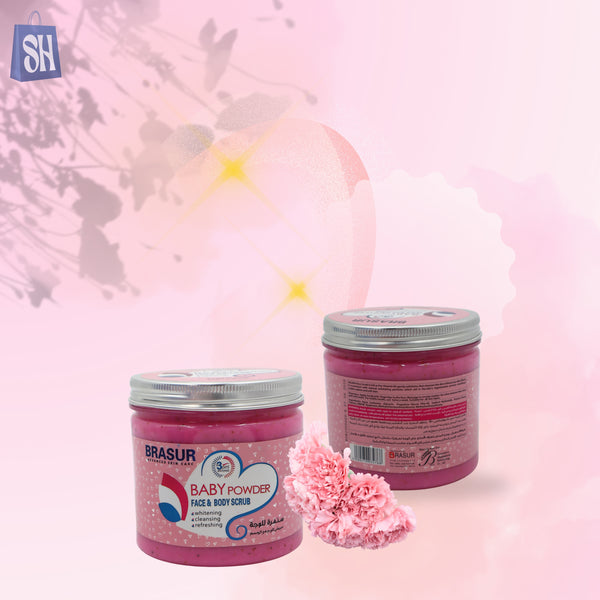 BRASUR Baby Powder Face Body Scrub (340ml)