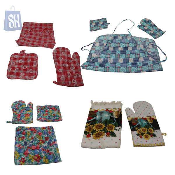 قفازات الفرن وحاملات الأواني مع مئزر الطاهي