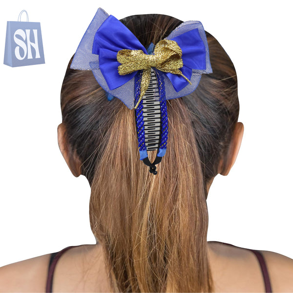 مشبك شعر أزرق ملكي مع مشط