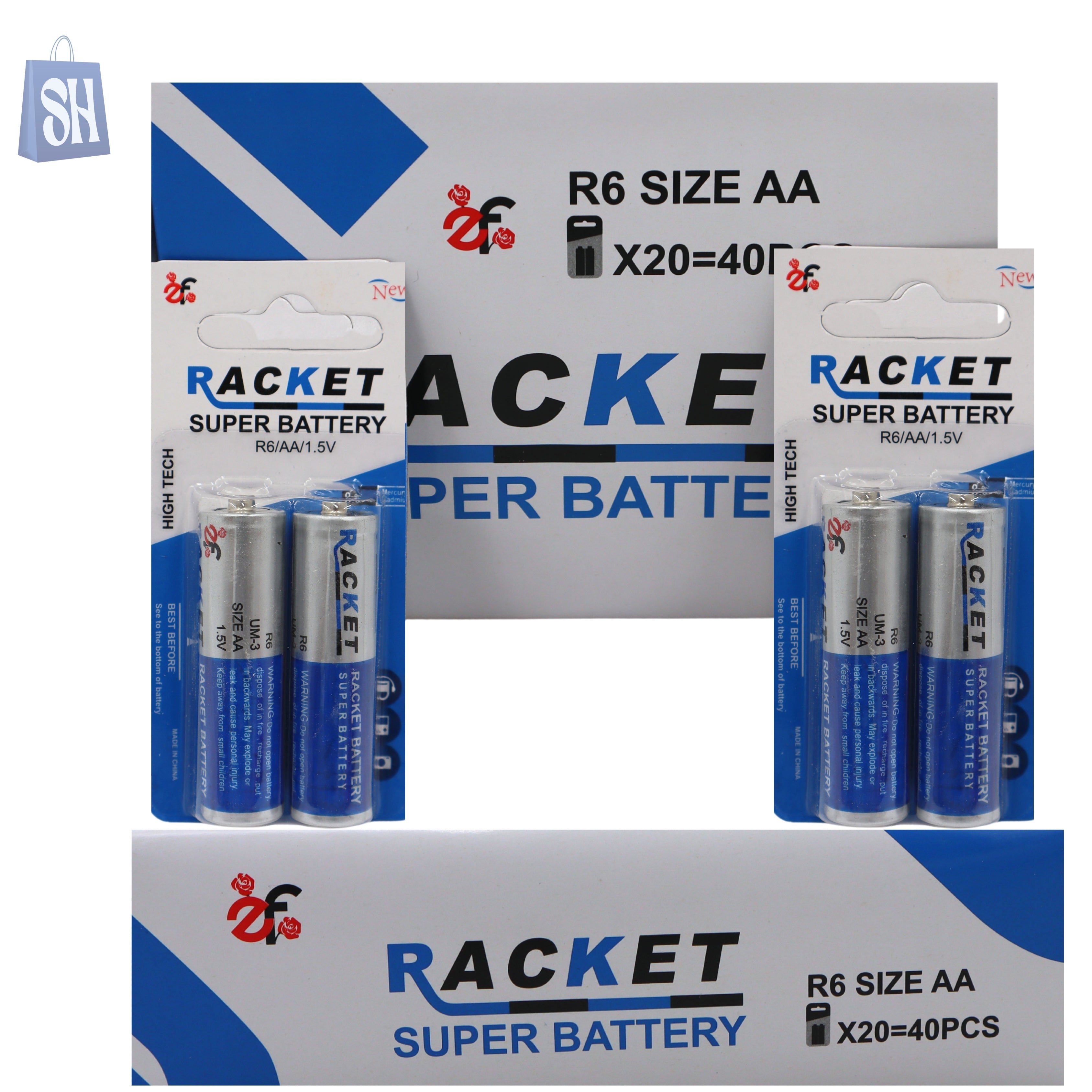RACKET SUPER Battery- (R06 Size AA-X20) – SH
