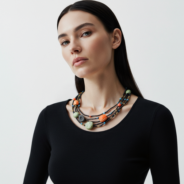 قلادة أنيقة من الخرز متعدد الخيوط