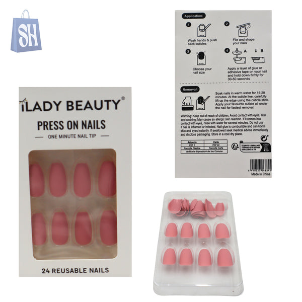 أظافر آي ليدي بيوتي المضغوطة ( وردي )