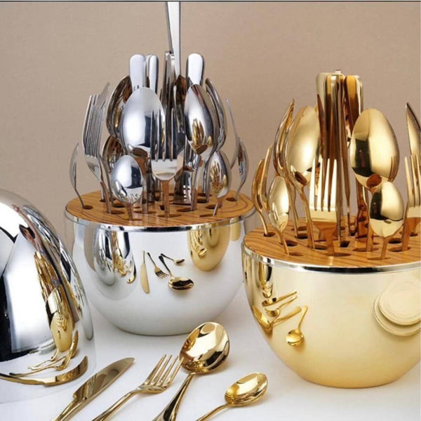 مجموعة أدوات مائدة فاخرة مع حامل مصمم