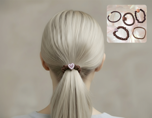 🤎 أناقة أرضية - مجموعة ربطات شعر من 5 قطع