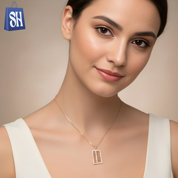 قلادة أنيقة هندسية - لمسة نهائية من الذهب الوردي