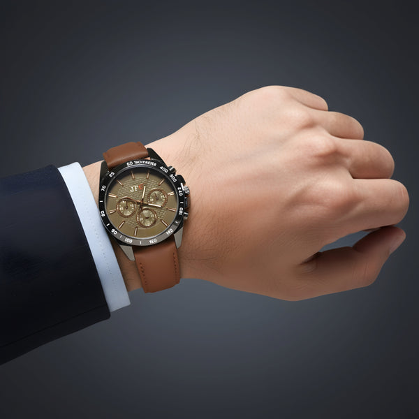ساعة JFC Chrono Edge Luxe - مينا برونزي مع مقياس سرعة الدوران