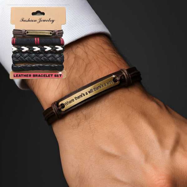 مجموعة أساور جلدية