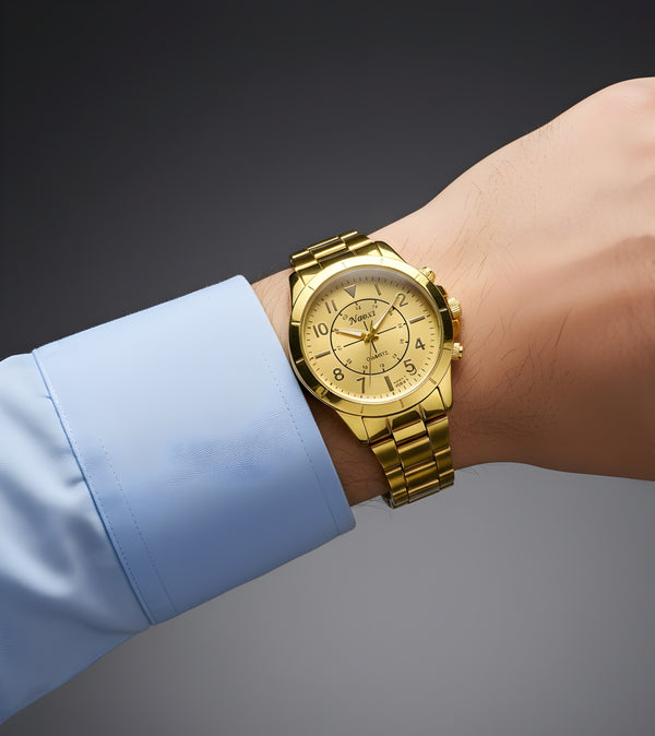 ساعة يانشي كوارتز ذهبية فاخرة