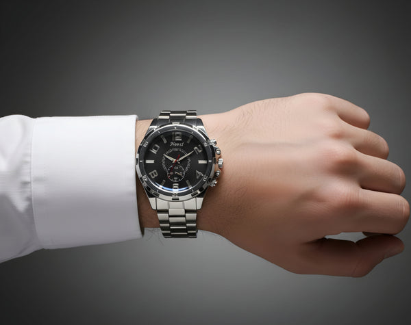 ساعة نانكي كوارتز فضية من الفولاذ - كرونوجراف جريء وجمالي