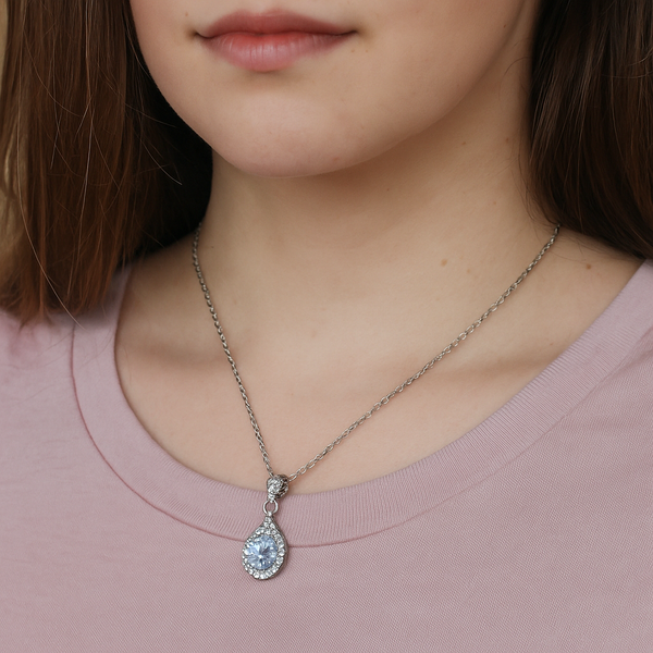 قلادة كريستال أنيقة على شكل دمعة - ستانلس ستيل