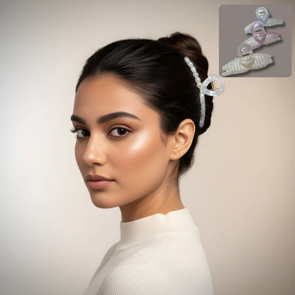 🌸 مشابك شعر لؤلؤية بلون الباستيل - مجموعة من 3 قطع