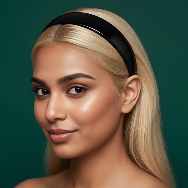 عصابة رأس أنيقة باللون الأسود اللامع