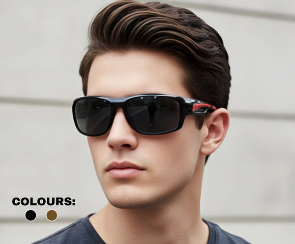 نظارة شمسية بأذرع حمراء